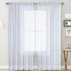 Curtain Sheer Curtains Living Room Rod Pocket Window Curtain Panels Bedroom Semi Sheer Voile Curtains White (55Wx102L2 Panels)