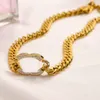 Nunca se desvanece Chapado en oro de 18 quilates Diseñador de marca de lujo Colgantes de doble letra Collares Pulsera Gargantilla de acero inoxidable Collar colgante Cadena Accesorios de joyería