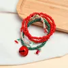 Strand Simplified Christmas Beaded Bracelet Set Colorful Rice Bead Bell Jewelry Wholesale