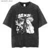 Herr t-shirts hiphop tvättade t-shirt fushiguro toji anime grafiska män vintage t shirt bomull sommar kort ärm t-shirt harajuku topp tees q240220