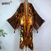 Kvinnors badkläder Winyi Kimono Africa Summer Boho Print Caftan Beach Elegant Cardigan Sexig Holiday Maxi Wear Swimsuit Evening Dress