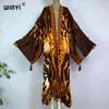 Maillots de bain pour femmes Winyi Kimono Afrique Summer Boho Imprimer Caftan Beach Cardigan élégant Sexy Holiday Maxi Wear Maillot de bain Robe de soirée