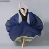 Stage Wear Jupe de style chinois avec grand ourlet danse flamenco pour femmes 720 degrés couleur unie jupes longues danseur pratique