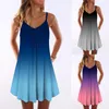 Casual Dresses Women Summer Sundress Sexy V Neck Sleeveless Button Pleated Large Hem Female Boho Knee-length Dress Loose