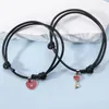 Charm Bracelets YEYULIN 1 Pair Couple Bracelet Set For Women Heart Key Lock Wax Line Rope Wrist Adjustable Friend Jewelry