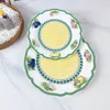 Conjunto de pratos de designer alemão requintado talheres ocidental placa de bife 10 polegadas placa série frutas mesa configuração presente de casamento
