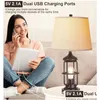 Lampes de table Lampe pour salon avec ports USB Contrôle tactile 3 voies Dimmable Chevet LED Veilleuse Ferme Rustique Table de chevet Drop Dhq5W