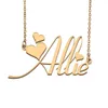 Allie namn halsband hänge anpassad personlig för kvinnor flickor barn bästa vänner mödrar gåvor 18k guldpläterad rostfritt stål