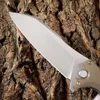 A2249 Flipper Folding Knife D2 Satin Blade G10 with Steel Sheet Handle Outdoor Ball Bearing Washer Fast Open Folder Knives