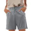 Shorts pour femmes femmes décontracté solide coton lin Cargo pantalon mode bouton de fermeture éclair poches plissé bureau travail porter 2024