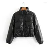 女性のトレンチコートZoki冬の濃厚な女性Short Parkas Warm Fashion Pu Leather Bomber Cot