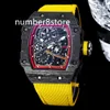 RM67-02 Carbon TPT Automatic Mens Watch Luxury Ultrathin Wristwatch Sapphire Crystal Tonneau Designer Watches Waterproof