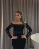 Black Elegant Full Lace Mermaid Evening Dresses Off Shoulder Long Sleeves Floor Length Prom Dress Formal Wear Birthday Party Special Ocn Gowns