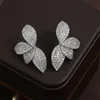 2024 Studörhängen Deluxe Jewelry 18K White Gold Fill Pave White Sapphire Zircon Cz Diamond Party Women Wedding Bridal Sweet Sweet Leaf Earring for Lover Gift