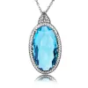 Kettingen 925 Sterling zilveren hangers voor vrouwen vintage ovaal aquamarine edelsteen hangsel ketting gotische stijl fijne sieraden groothandel nieuw