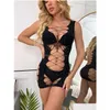 Costumi sexy Abito cosplay Lingerie Donna Corpo Strass Croce Hollow Sling Stripper Outfit Clubwear esotico Donna Slim Slip Dress Dh3D9