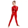 Stage Wear Ragazze Metallico Lucido Unitard Staffe Danza Ginnastica Body Ragazzi Manica Lunga Costumi di Prestazione 2024