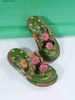 Slippers Ethnic style plum blossom totem thick soled cool for women in summer new style sponge cake heel wrapped slippers for women in non slip T240220