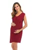 Dresses Women's Maternity Pregnancy Dresses Sleeveless Vneck Solid Color Dress Comfortable New Mom Clothes Comfortable Dresses