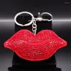 Porte-clés Y2K Lèvres rouges Porte-clés pour femmes fille argent couleur strass mode alliage porte-clés sac accessoires bijoux cadeau petite amie