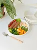Tallrikar Vit enkel uppdelad platta keramik Tre frukost från Breakfast Cutlery Bowl Hushållen