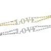 Armband 2023 Valentins dag Gift Fashion Jewel Micro Pave 5A CZ Cubic Zirconia Love Letter Charm Paper Clip Chain Armband