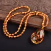 Necklaces Fine Flower Amber Pendant Necklace Women Men Fashion Charms Jewellery Natural Baltic Amber Necklaces Amulet Gifts Ladies