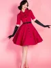 Dresses Vintage Dress Women 2023 Summer Sexy Peter Pan Collar Party Dresses Vestidos Robe Pin Up Rockabilly Wine Red Retro Dress