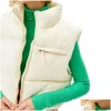 Women's Vests Femmes Femmes Recadrée Puffer Gilet Manteau Automne Hiver Vêtements Chaud Couleur Unie Léger Sans Manches Fermeture Éclair Doudoune Otqdz