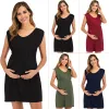 Dresses Women's Maternity Pregnancy Dresses Sleeveless Vneck Solid Color Dress Comfortable New Mom Clothes Comfortable Dresses