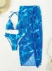 Costume da bagno da donna VigoBreviya Stampa sexy Gonna a 3 pezzi Grembiule Bikini Set Donna 2024 Costume da bagno a vita alta con scollo all'americana Costume da bagno da spiaggia senza schienale