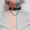 Naszyjniki Zaprojektowane seksowne punk gotyckie ręcznie robione metalowe o okrągłego łańcucha skórzana kołnierz Naszyjnik