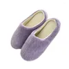Chinelos femininos de cor sólida quente confortável térmico interior macio calçados de lã