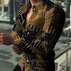 Men's Casual Shirts Design Printing Button Down Shirt Dress Muscle Slim Fit Business Long Sleeves