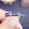Klusterringar naturliga riktiga blå safir fyrkantiga ring per smycken 925 sterling silver 3 3mm 0,2ct 6st ädelsten fin j228315