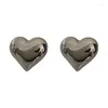 Stud Earrings Minimalist Silver Color Smooth LOVE Heart For Women Trendy Elegant Wedding Bride Jewelry Prevent Allergy