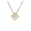 Fyra-Leaf Clover Necklace Designer Kvinnor Originalkvalitet Fyra Leaf Clover Neckor Diamond Necklace For Women 18K Rose Gold Agate Collar Chain