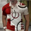 Men's T-Shirts Fashion MenS Polo Shirts 3d Splicing Plaid Printing Art Men Clothing Oversized Shirt Daily Casual Short Sleeve Street Cool Tops Q240220