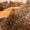 Super Shaggy Coral Fleece Warm Dark Princess Bedding Set Mink Velvet Quilt/Davet Cover Cover Stet Bed Compforter Pladcases 240226