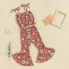 Kledingsets Baby Peuter Baby Meisje Zomeroutfit Halterband Bloemen Mouwloze crop tanktop en uitlopende broekset