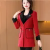 Costumes pour femmes 2024 mode printemps automne rouge blazer vestes femmes coréennes à manches longues décontracté élégant manteau femme costume vêtements d'extérieur dames hauts