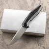 Ny ankomst A0224 High End 0470 Flipper Folding Knife 20CV Satin Blade TC4 Titaniumlegering med kolfiberhandtag Bollbärande snabbt Öppna EDC Pocket Folder Knives