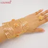 Bangles Fashion Dubai Gold Color Regolable Chain Blangle Ring per donne Indian France Flower Bracciale Gioielli africano Regalo di matrimonio africano