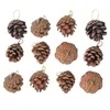 Decorative Figurines 12pcs Pine Cone Christmas Ornaments Real Preserved Pinecone Hanging Decoration Rustic Pendant Crafts With String For