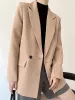 Mice Marwin Women Khaki Blazer Coat Vintage Notched Collar Pocket 2023 Spring Fashion Female Casual Chic Tops