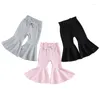 Broeken Peuter Baby Meisjes Flare Broeken 3-Pack Katoen Zacht Geribbeld Bell Bottoms Strik Elastische Taille