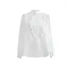 Frauenblusen Gypsylady Französisch Lace Stickerhemd Hemd Bluse Weiße elegante Herbst Frühling Langarm Frauen Urlaub Mori Casual Ladies Tops