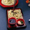 Ensembles de vaisselle Plateau de nouilles froides japonaises avec coussin en bambou Couverts de style mélamine décoratif après-midi stockage de thé Udon