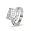 Designer David Yumans Yurma Yurma Jewelry Ring Set with Imitation Diamond 14mm Fashion Button Thread Ring