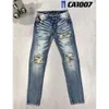 Diseñador para hombre Amirs Jeans High Street Hole Star Patch Hombres Mujeres Amirs Star Panel bordado Pantalones Stretch Slim-Fit Pantalones Jean Pantalones Nuevo estilo 290